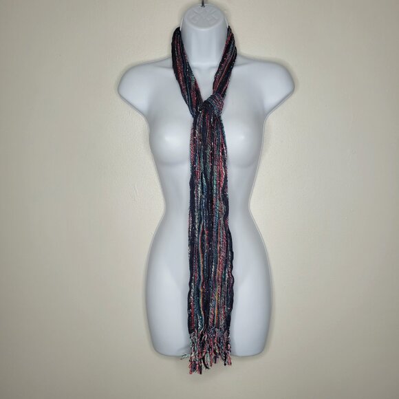 Vintage y2k green blue red knit quirky thin tie scarf lot - Picture 3 of 4